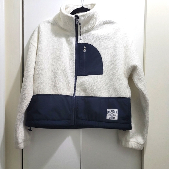 Tommy Hilfiger Women's Full Zip Cropped Teddy Fleece Jacket size M - Picture 13 of 13